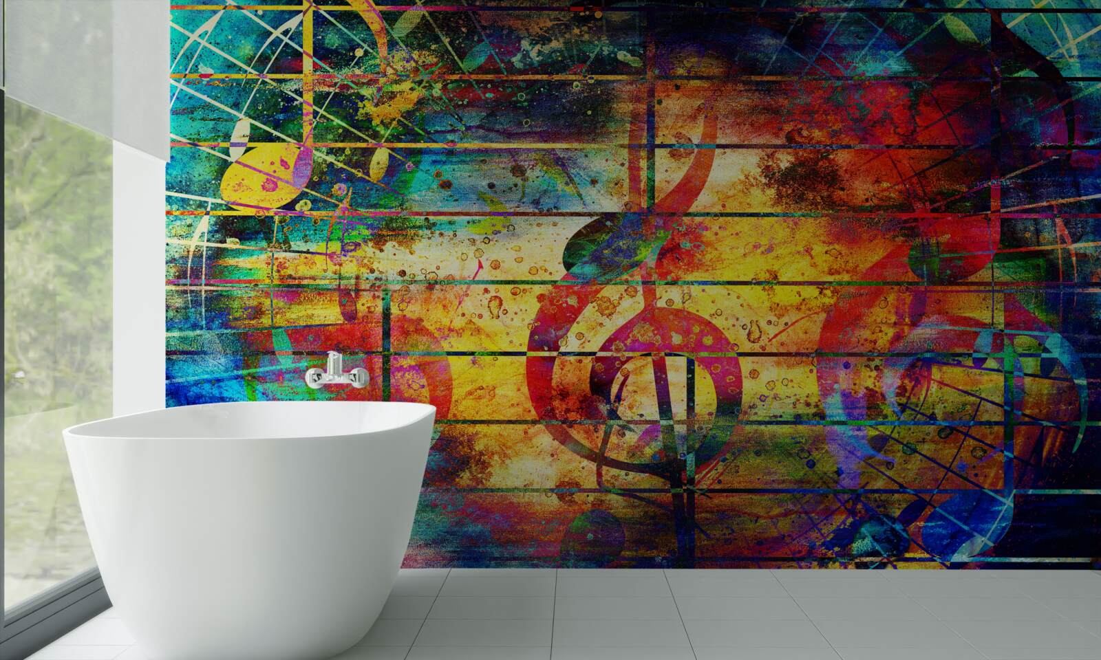 Fototapeta graffiti v podobe husľového kľúča