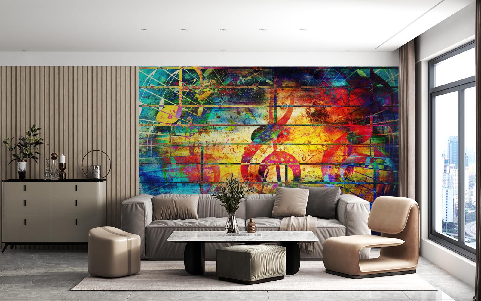 Fototapeta graffiti v podobe husľového kľúča