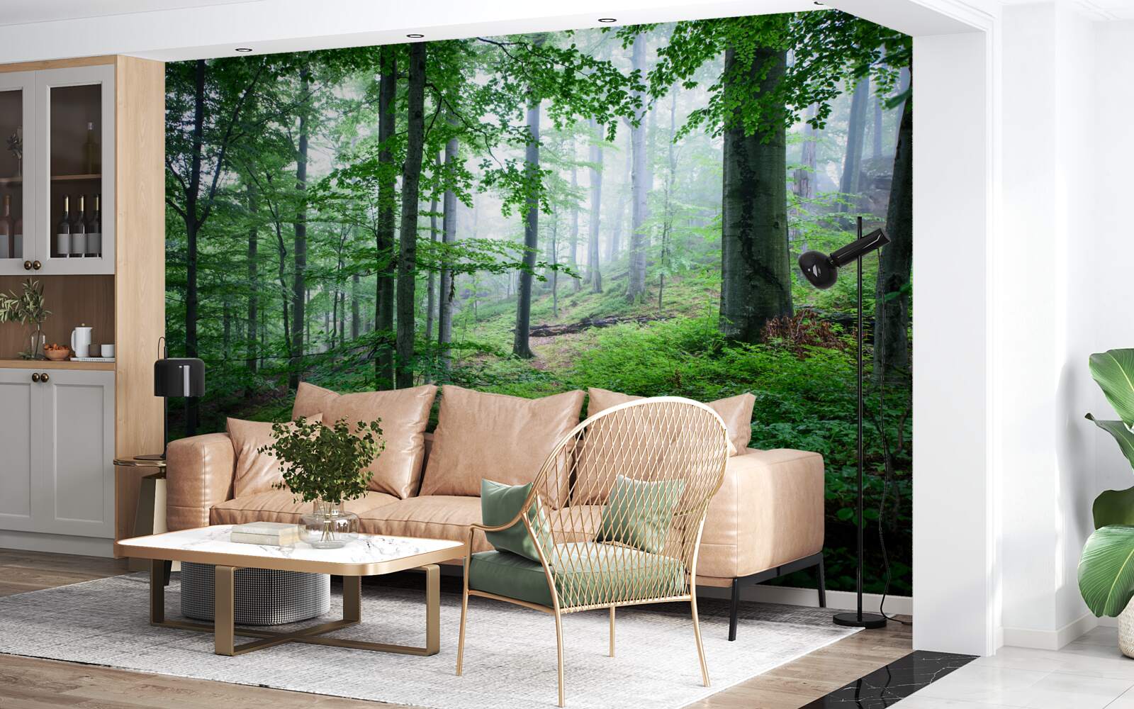 Fototapeta hmla padá na lesnú húštinu