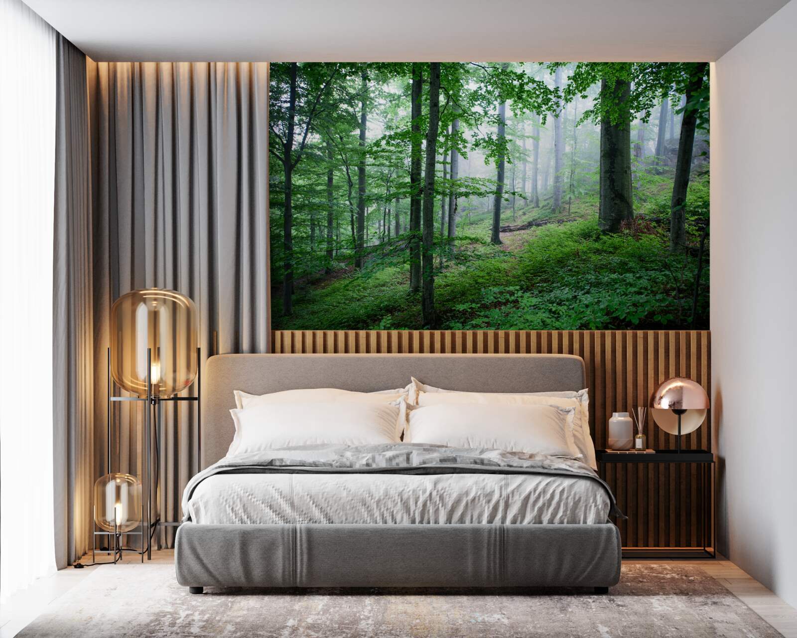 Fototapeta hmla padá na lesnú húštinu