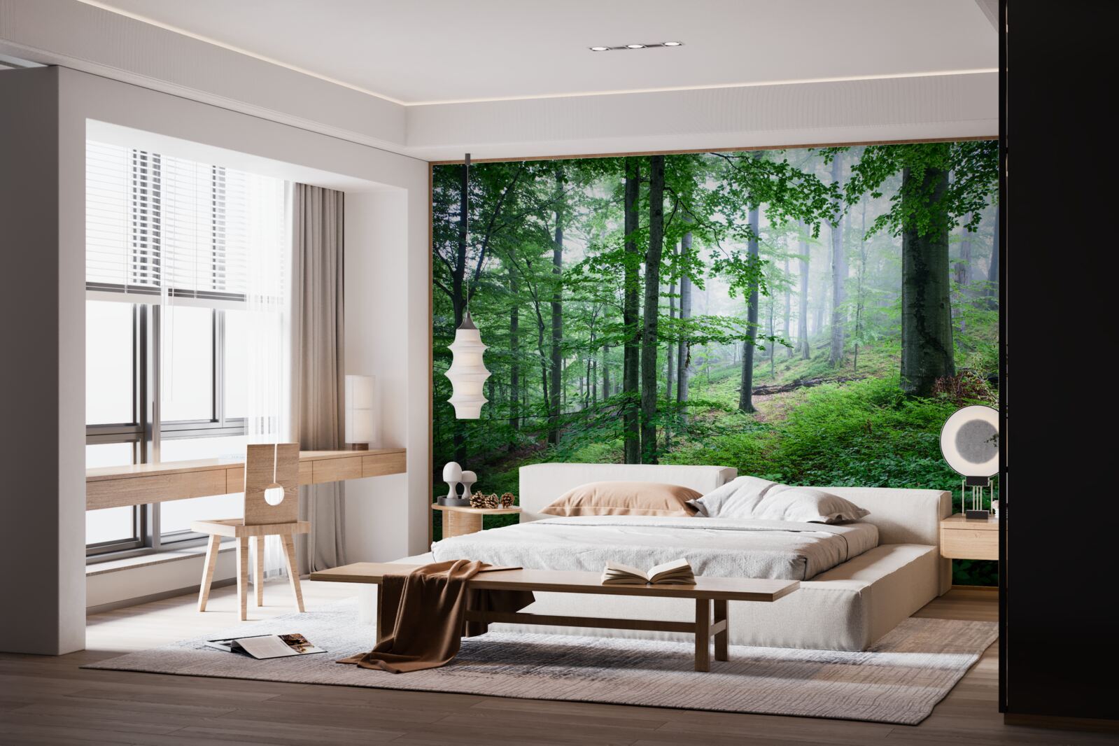 Fototapeta hmla padá na lesnú húštinu