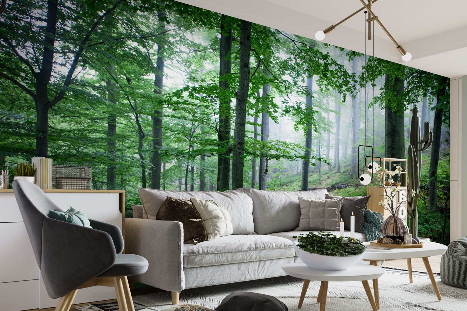 Fototapeta hmla padá na lesnú húštinu