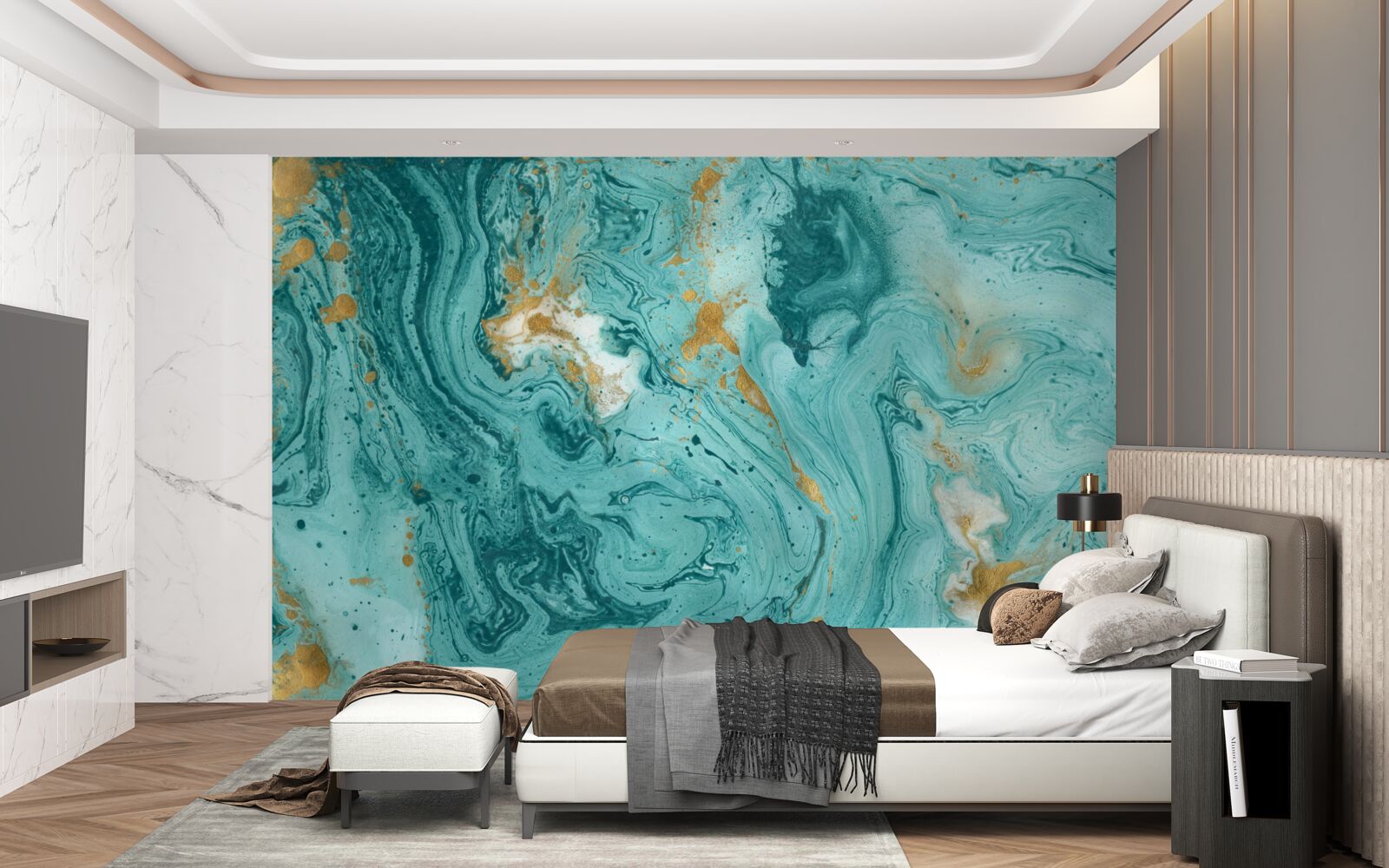 Fototapeta jasne modré vzory na mramore