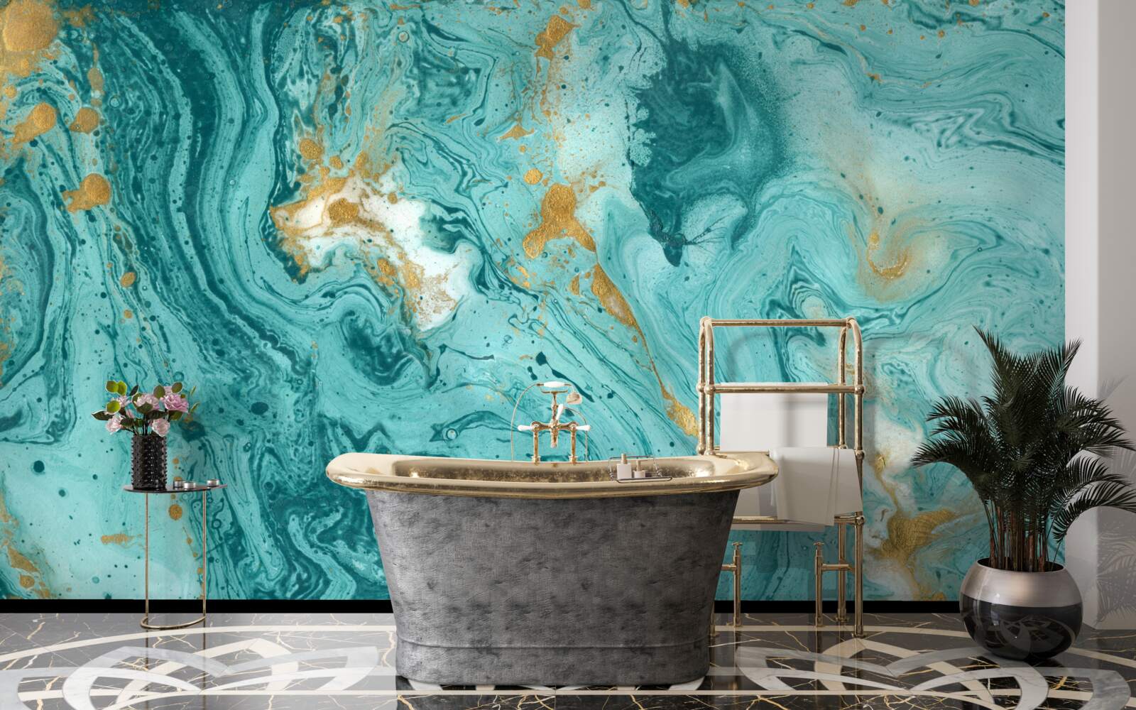 Fototapeta jasne modré vzory na mramore