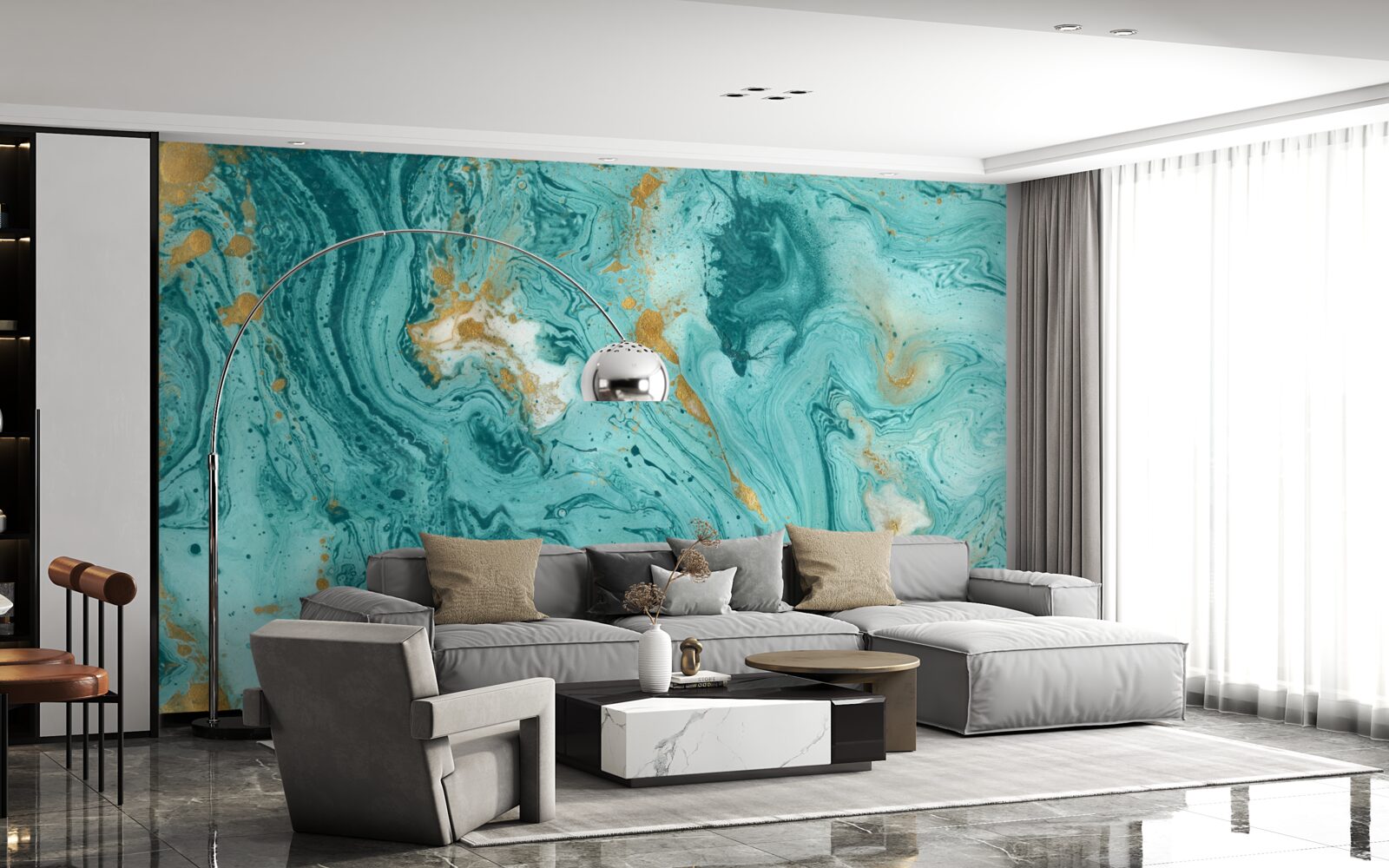 Fototapeta jasne modré vzory na mramore