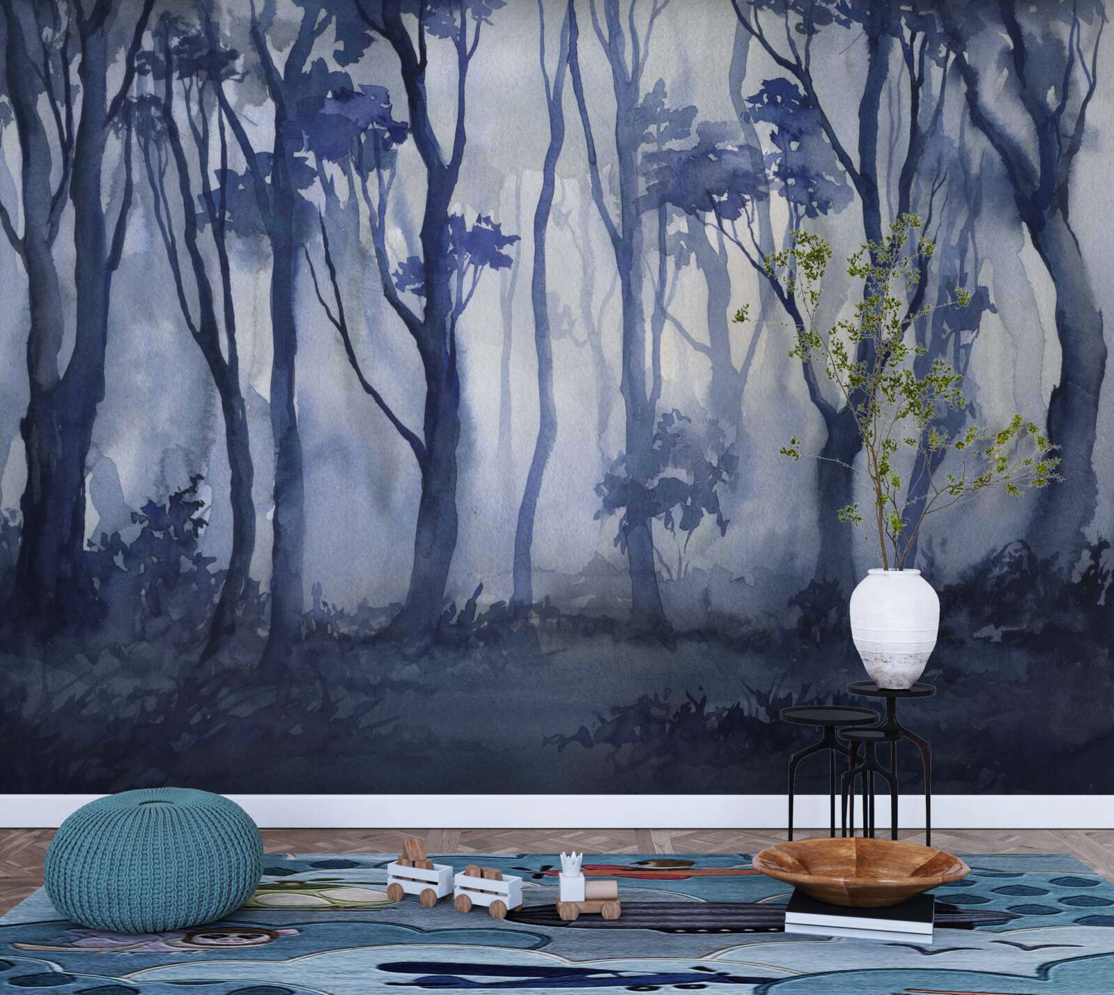 Fototapeta hustá hmla v hustom lese