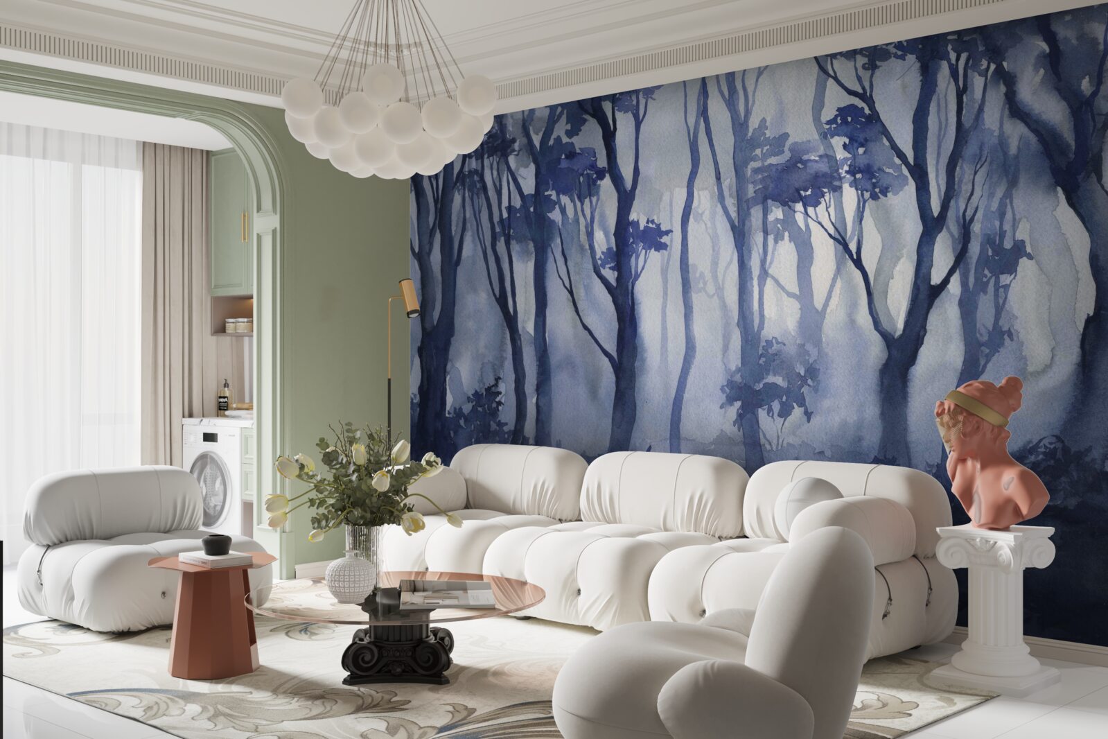 Fototapeta hustá hmla v hustom lese