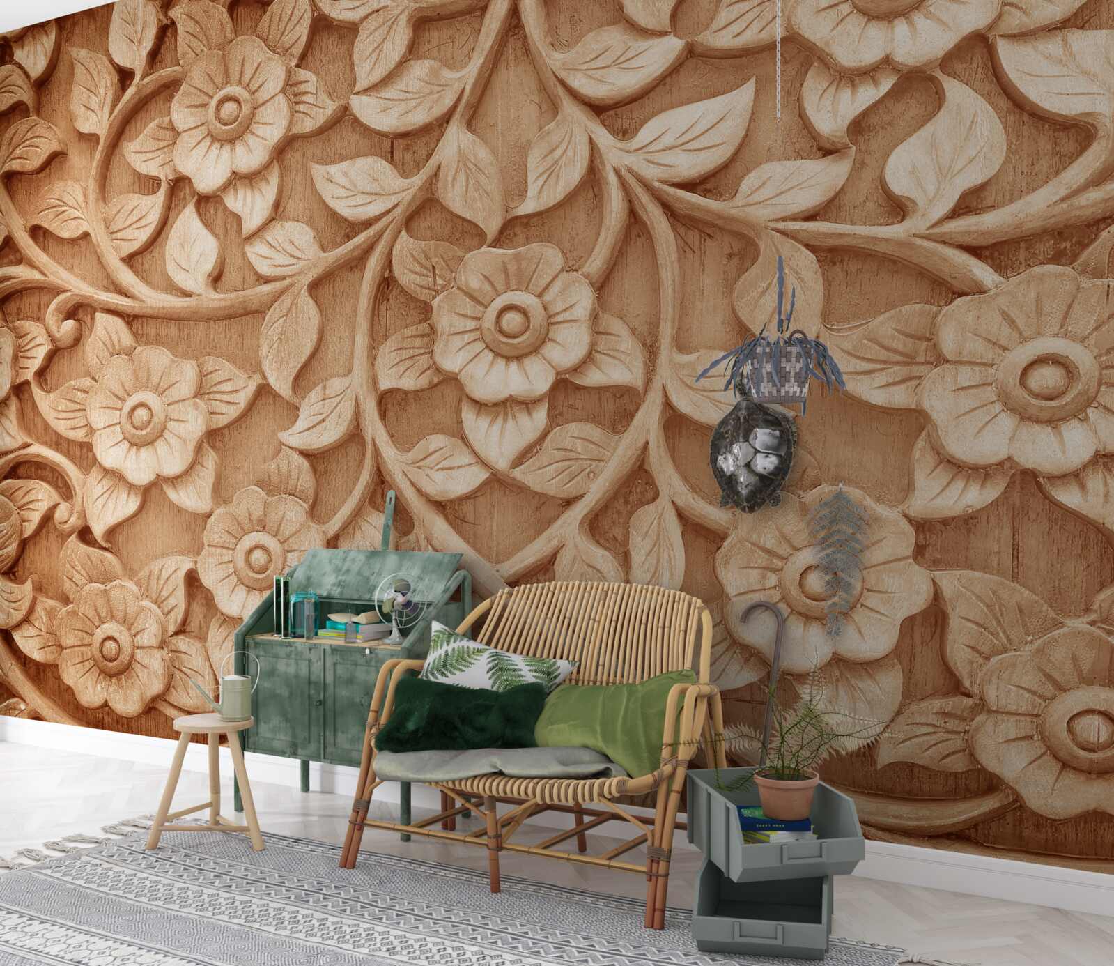 Fototapeta textúra kvetov vyrobených z dreva