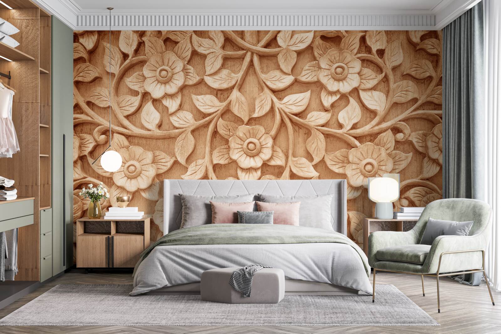 Fototapeta textúra kvetov vyrobených z dreva