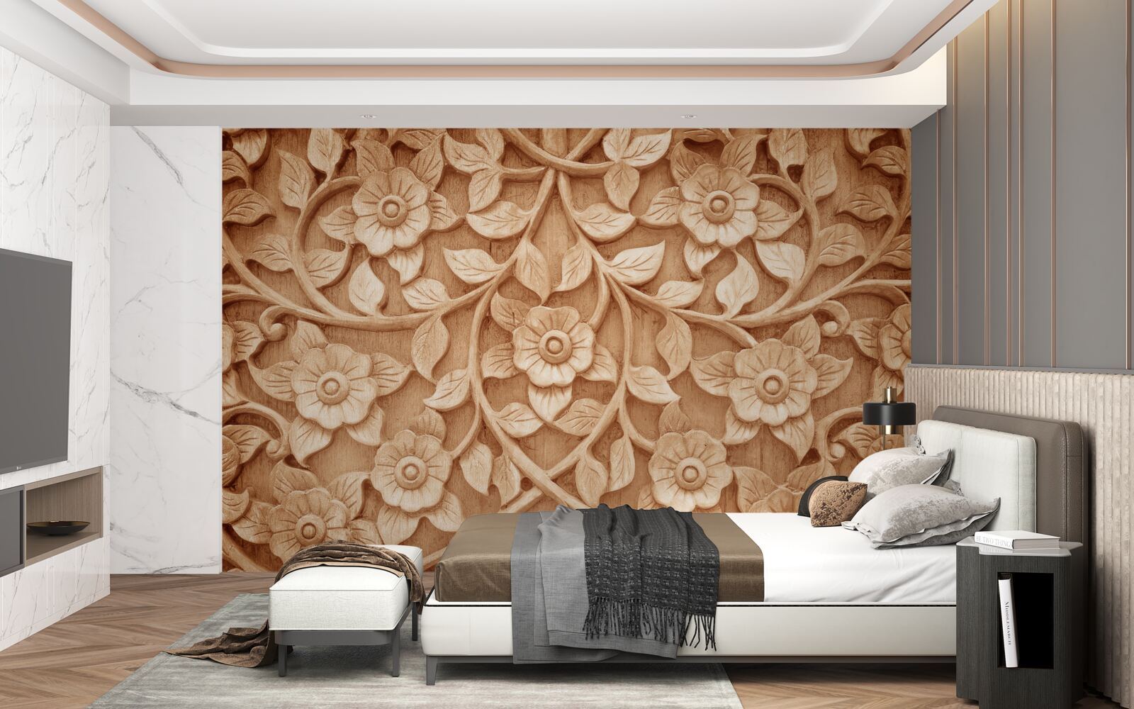 Fototapeta textúra kvetov vyrobených z dreva