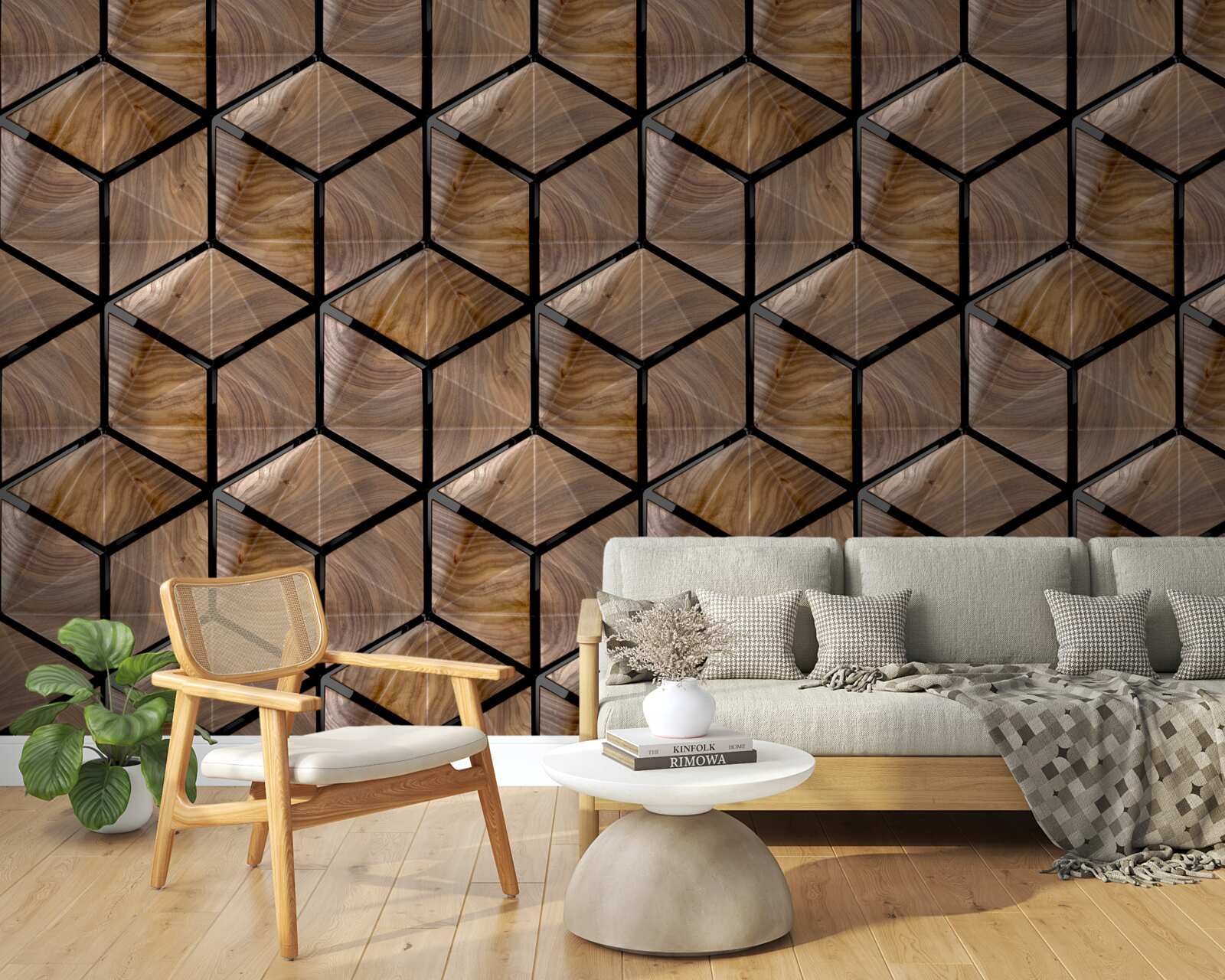 Fototapeta vzory geometrických tvarov na parketách