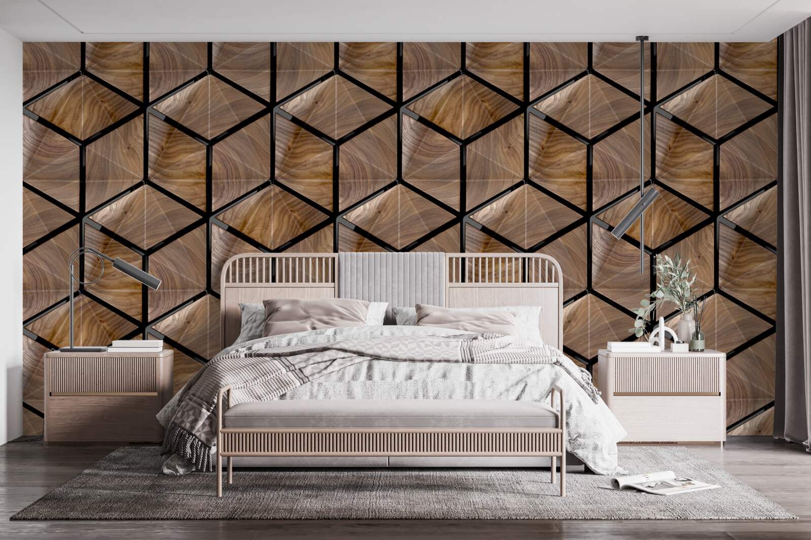 Fototapeta vzory geometrických tvarov na parketách