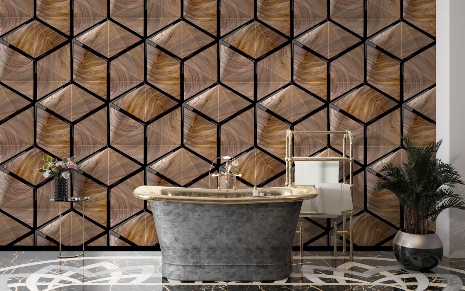 Fototapeta vzory geometrických tvarov na parketách