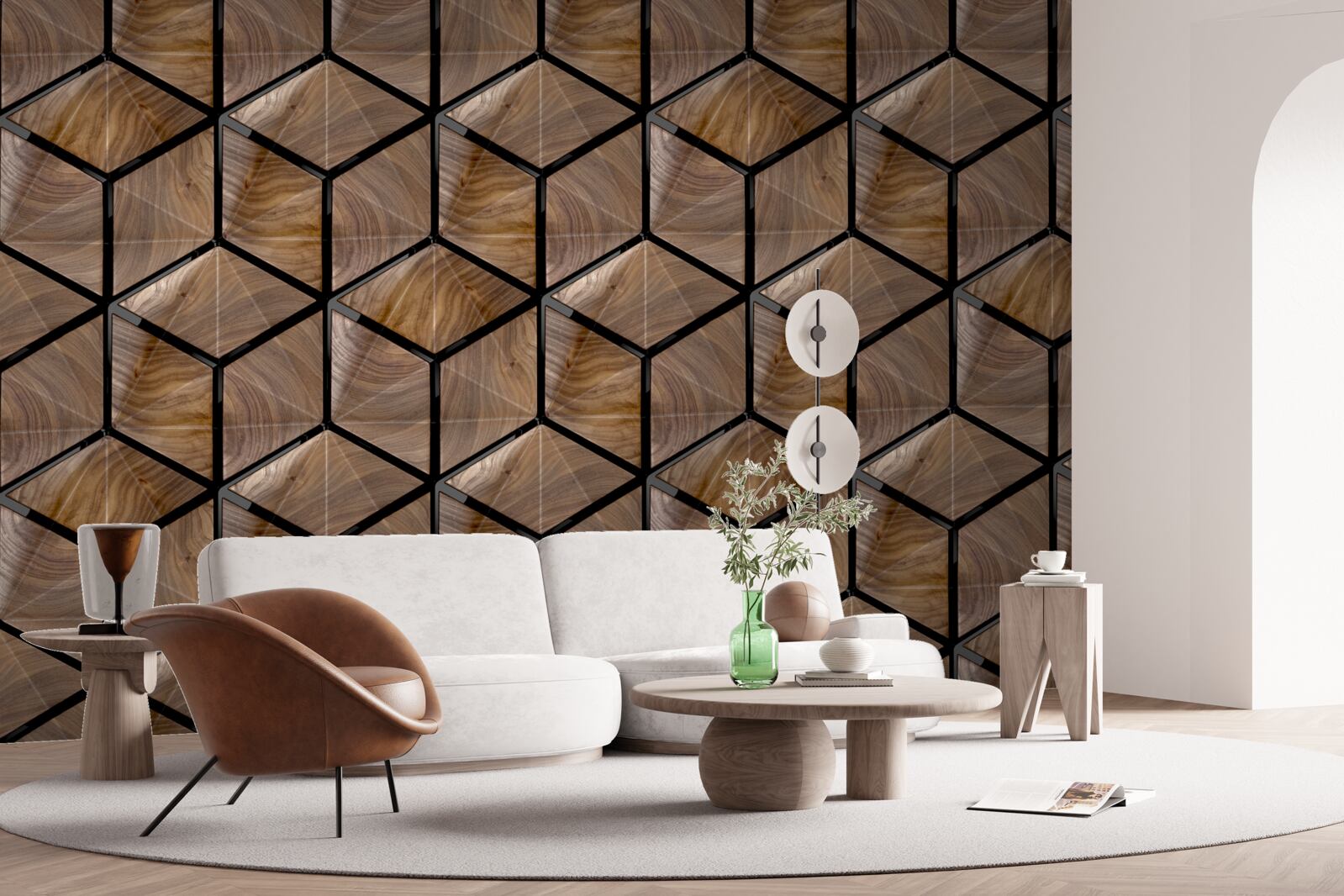 Fototapeta vzory geometrických tvarov na parketách