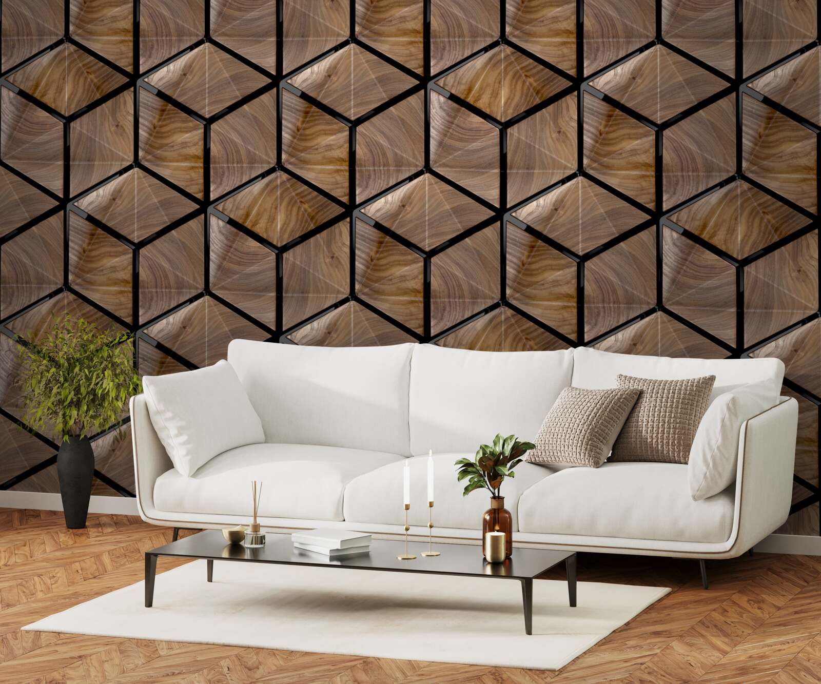 Fototapeta vzory geometrických tvarov na parketách