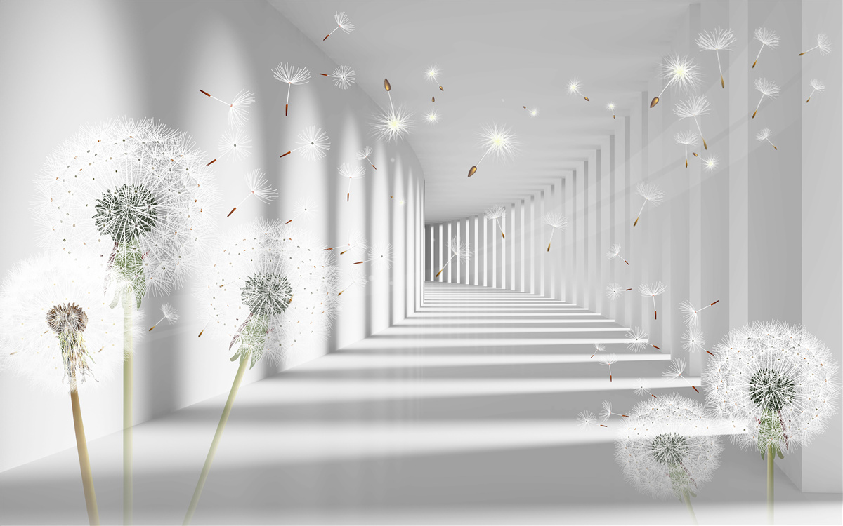 Fototapeta okvetné lístky púpavy sa nosia do tunela