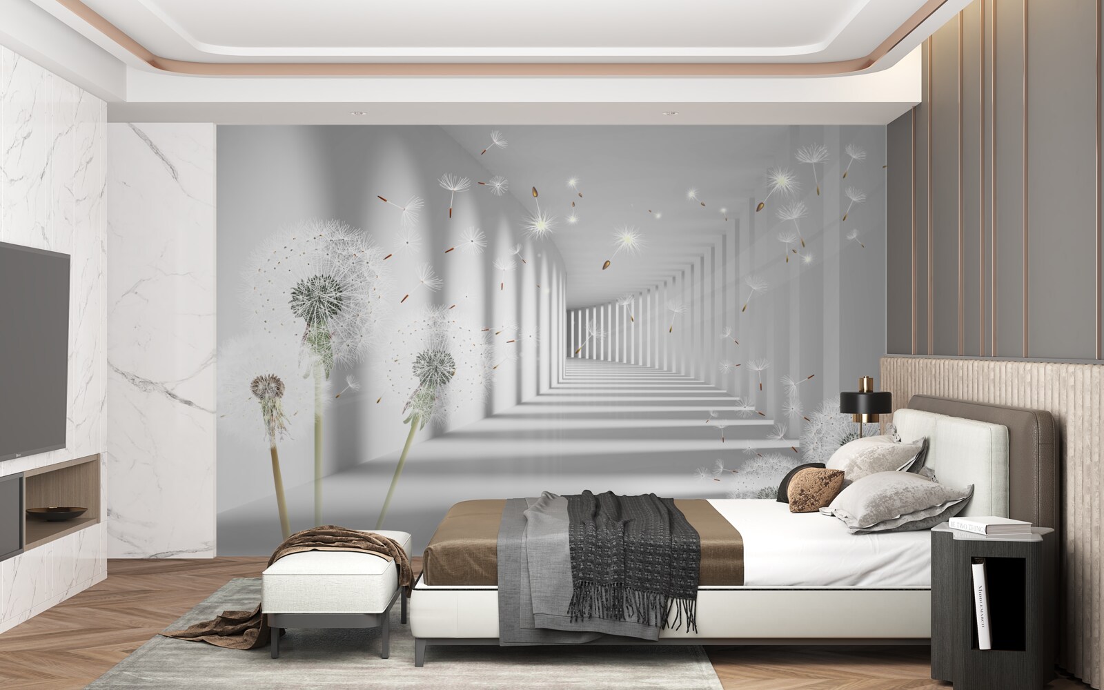 Fototapeta okvetné lístky púpavy sa nosia do tunela