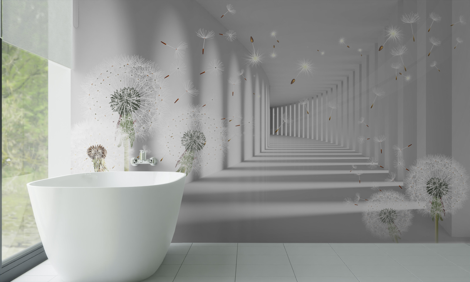 Fototapeta okvetné lístky púpavy sa nosia do tunela