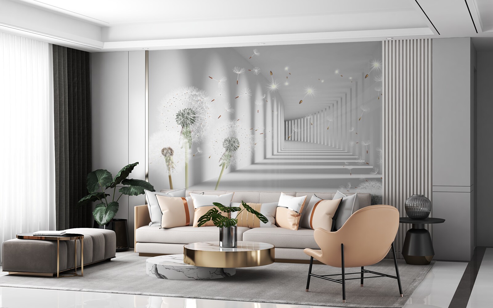 Fototapeta okvetné lístky púpavy sa nosia do tunela