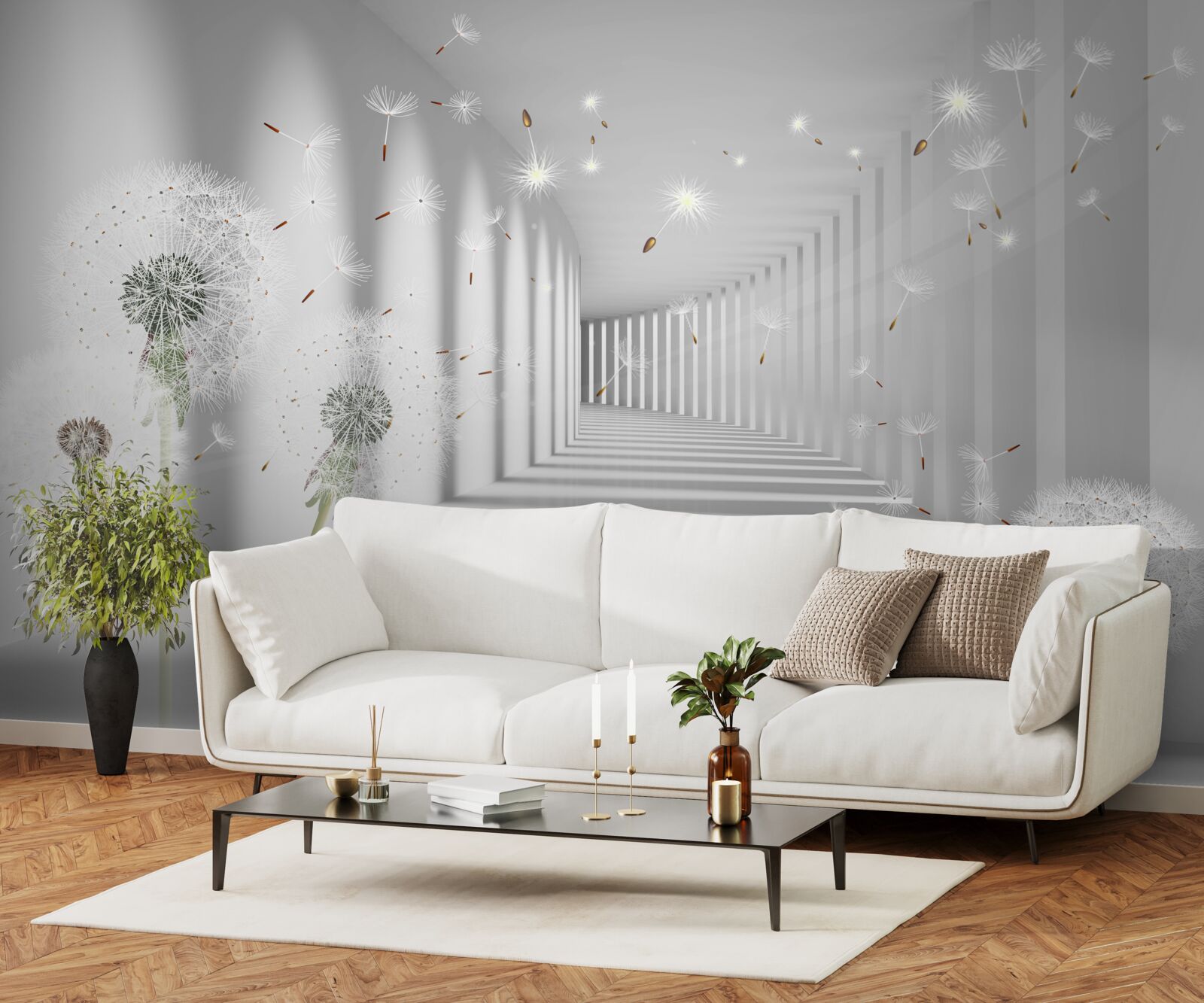 Fototapeta okvetné lístky púpavy sa nosia do tunela