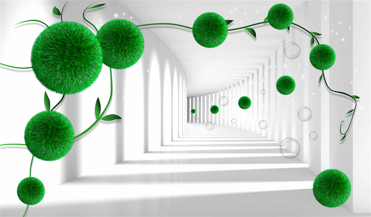 Fototapeta V tuneli plávajú zelené gule