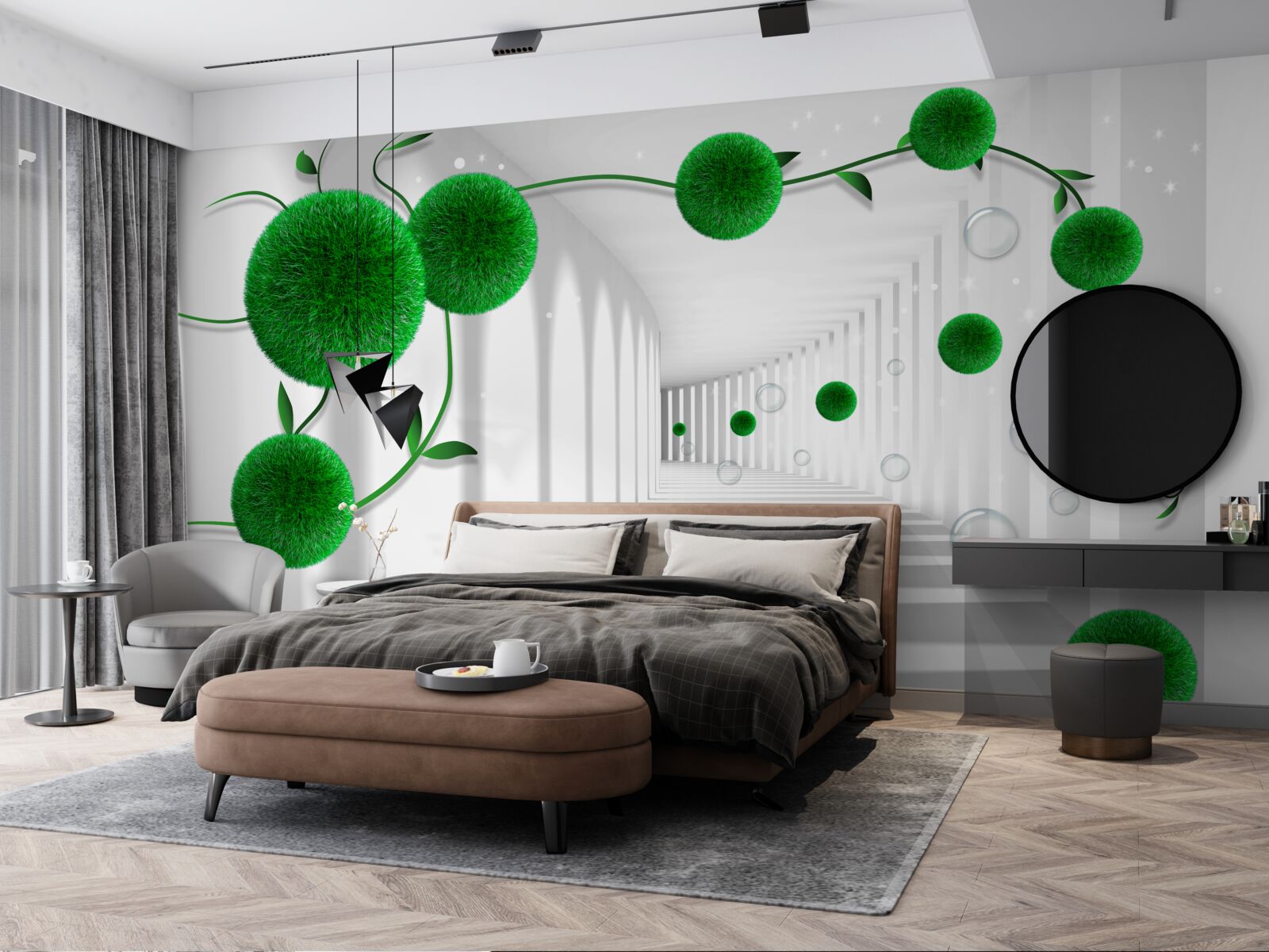 Fototapeta V tuneli plávajú zelené gule