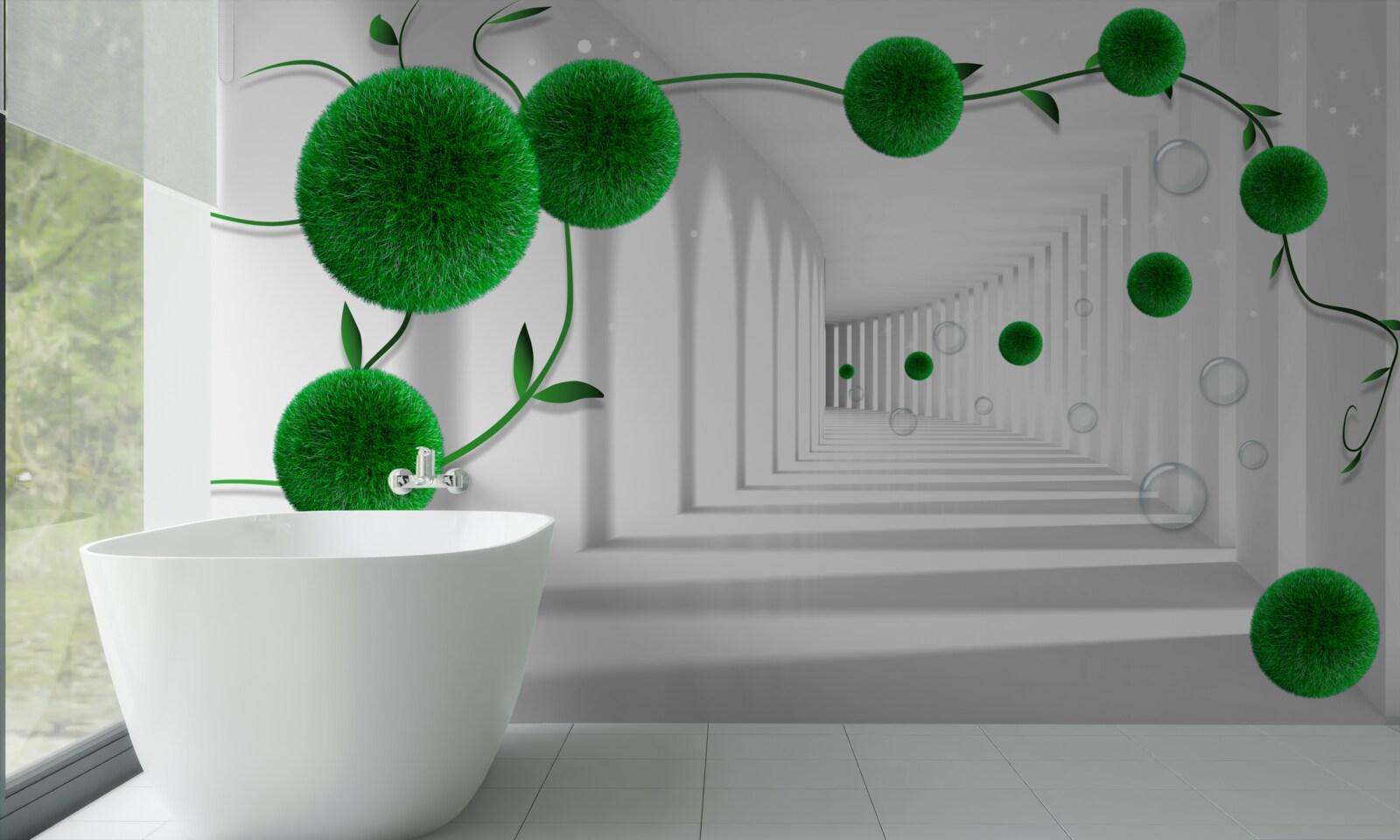 Fototapeta V tuneli plávajú zelené gule