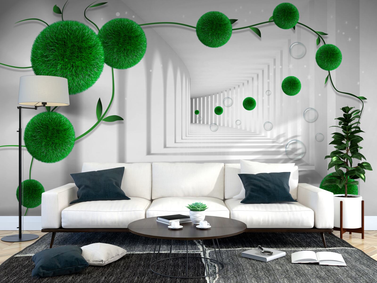 Fototapeta V tuneli plávajú zelené gule