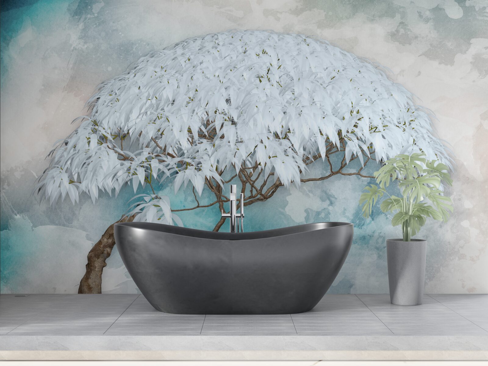 Fototapeta pod rúškom noci je snehobiela bujná papraď