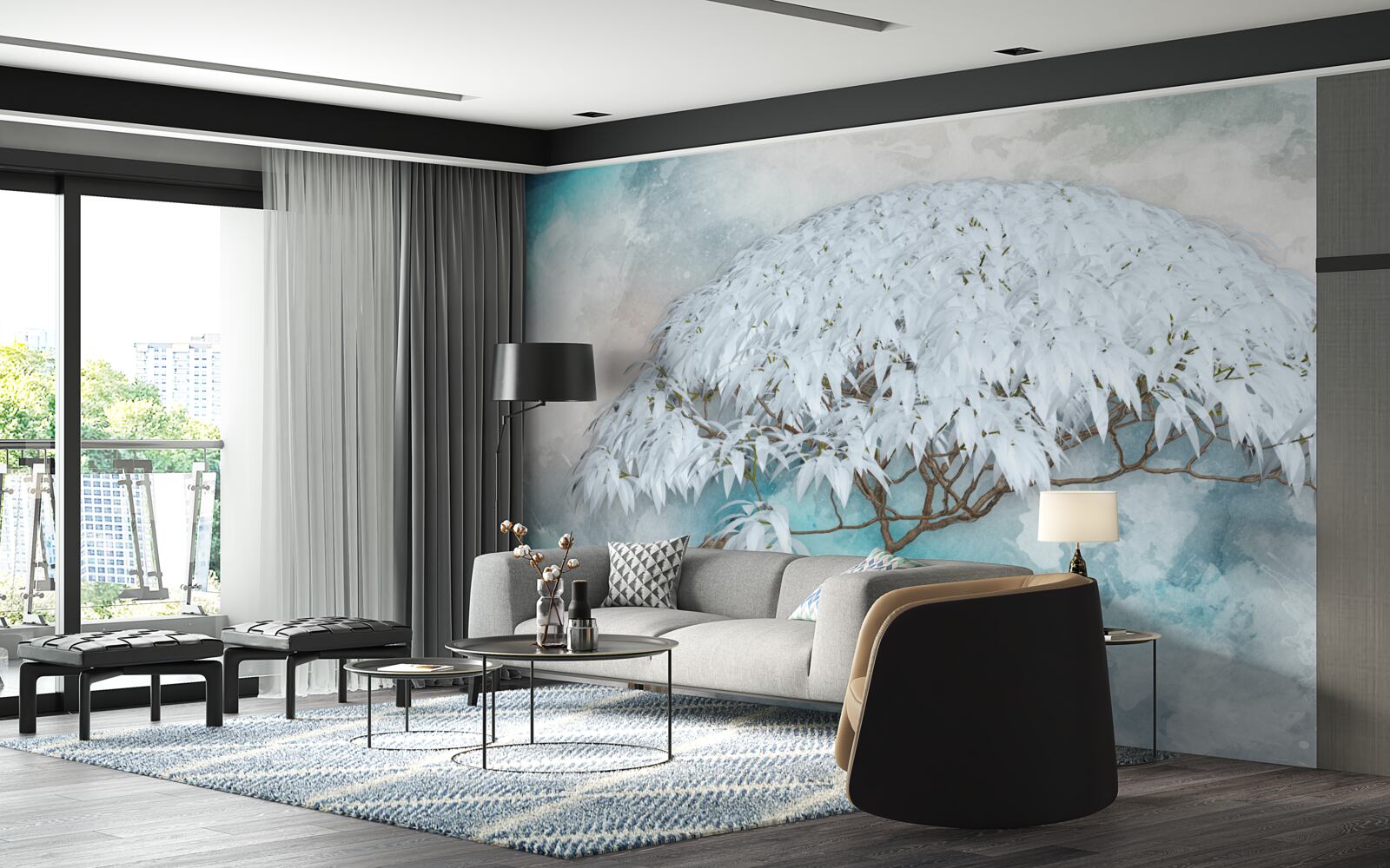 Fototapeta pod rúškom noci je snehobiela bujná papraď