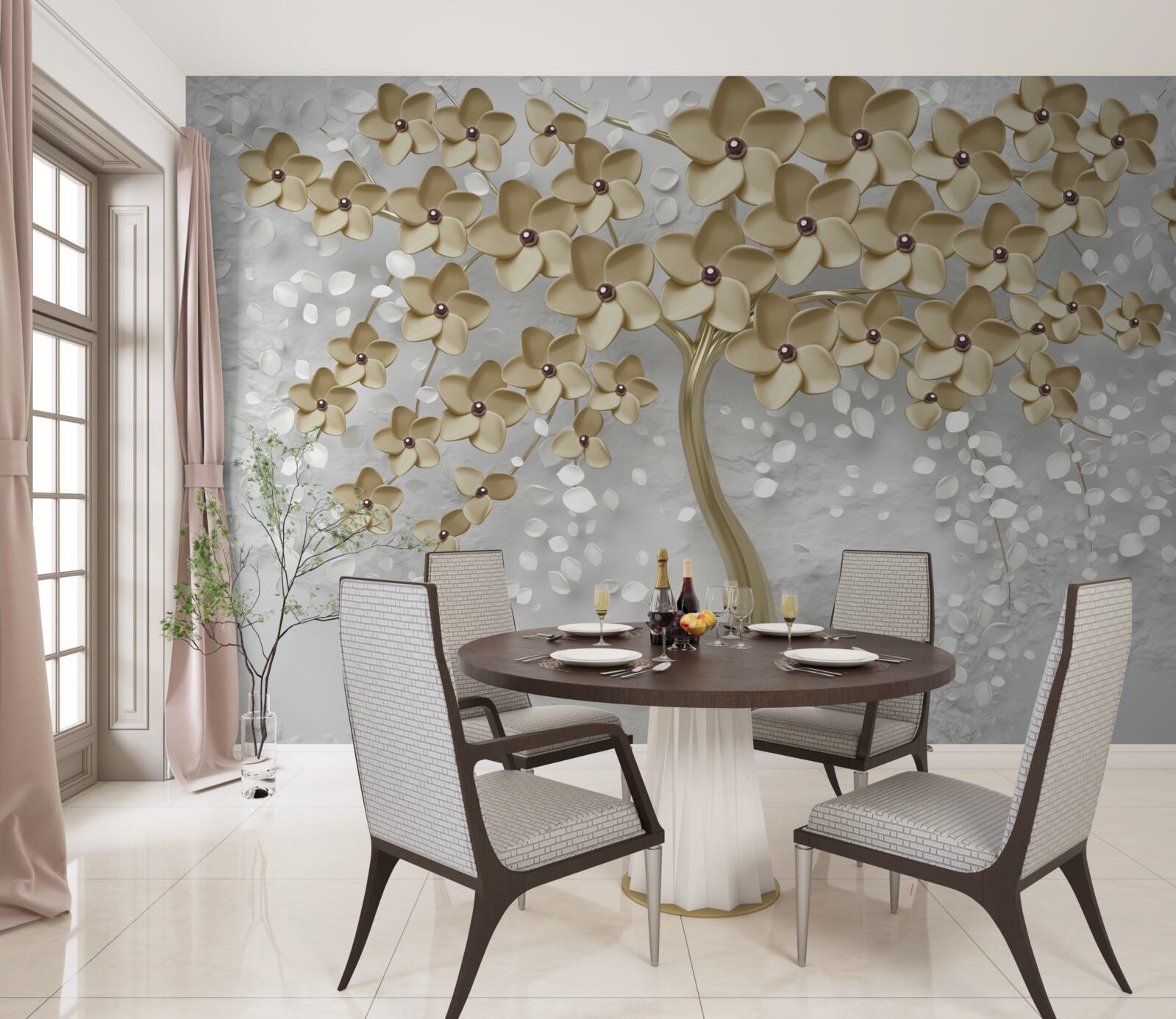 Fototapeta strom obsypaný zlatými kvetmi