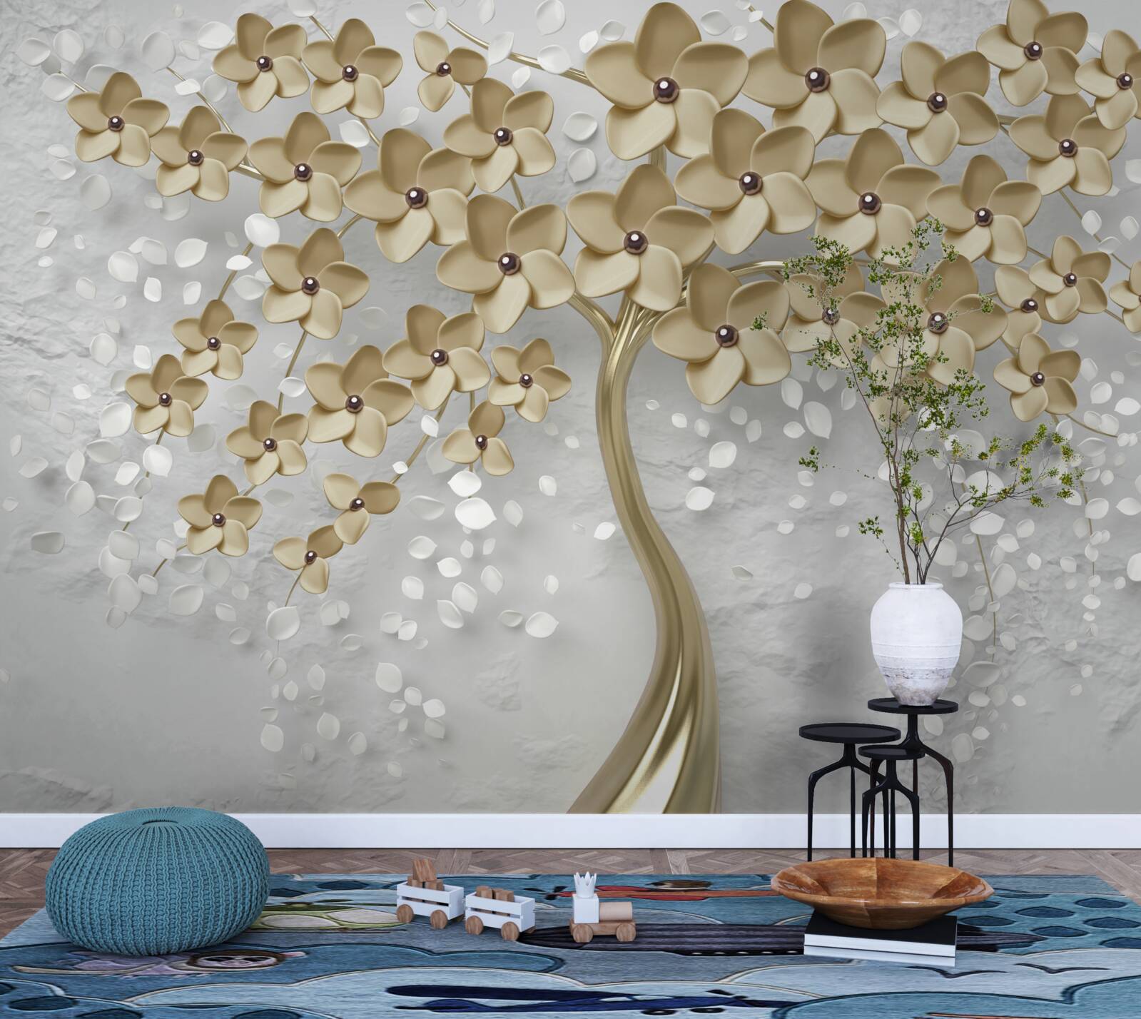 Fototapeta strom obsypaný zlatými kvetmi