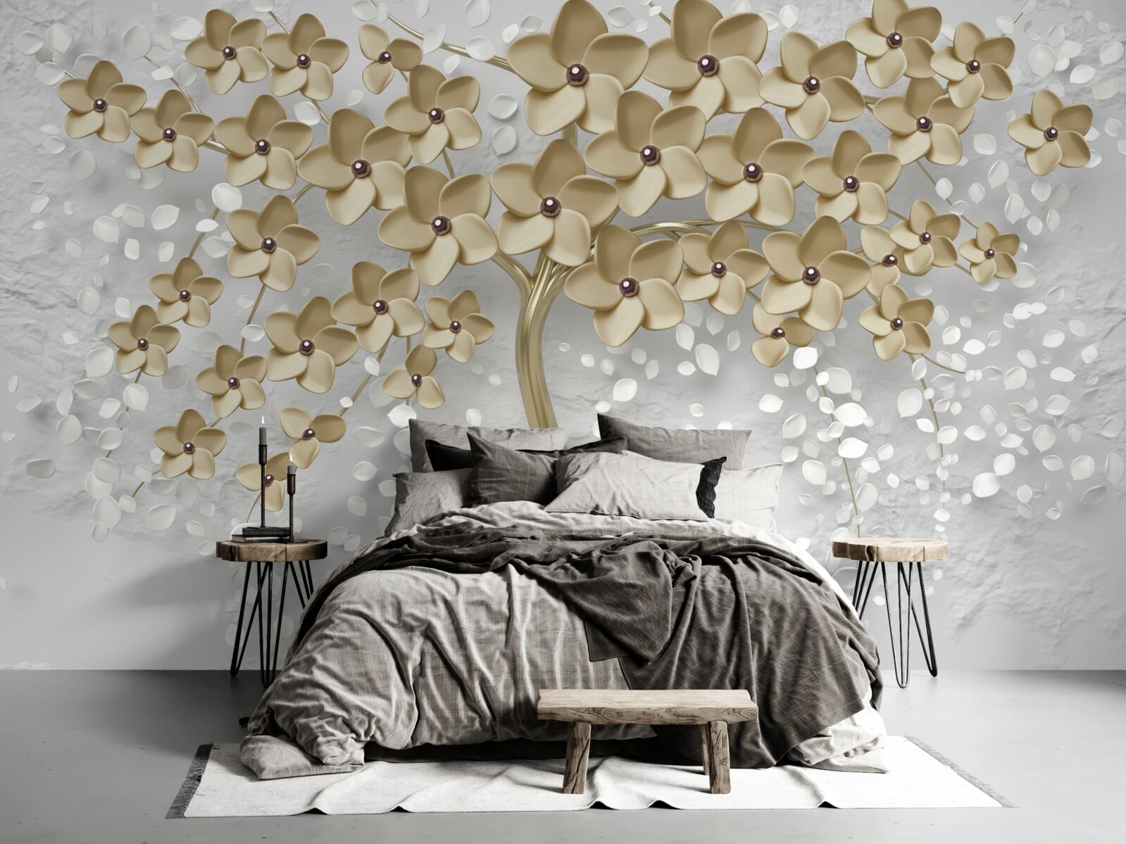 Fototapeta strom obsypaný zlatými kvetmi