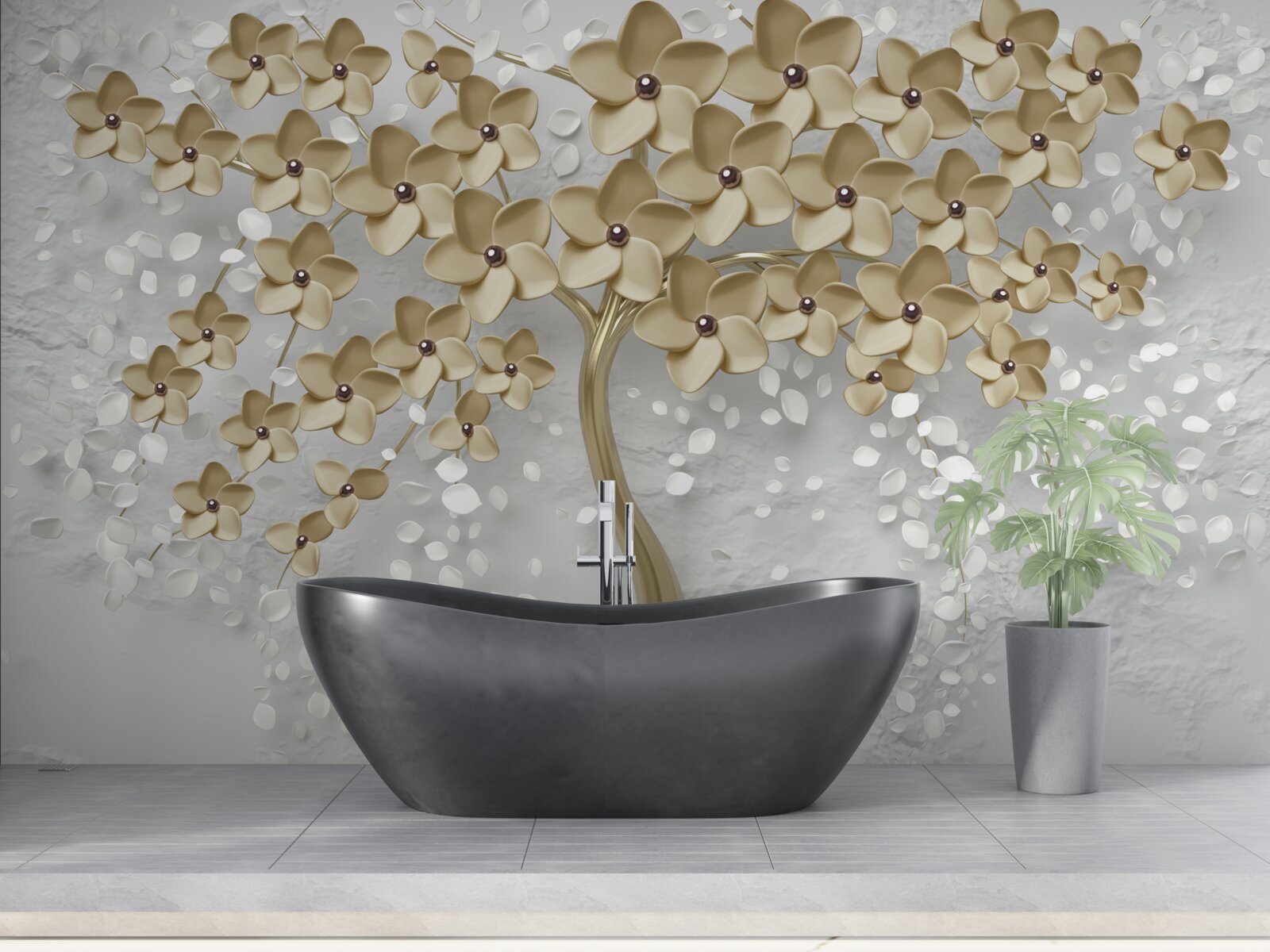 Fototapeta strom obsypaný zlatými kvetmi