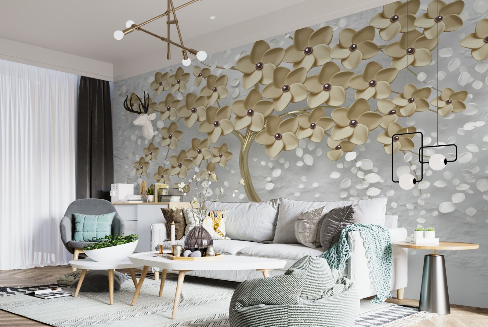 Fototapeta strom obsypaný zlatými kvetmi