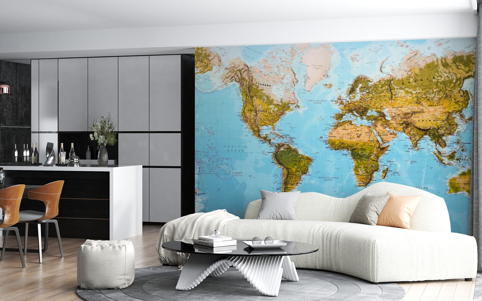 Fototapeta mapa sveta s vyvýšenými oblasťami