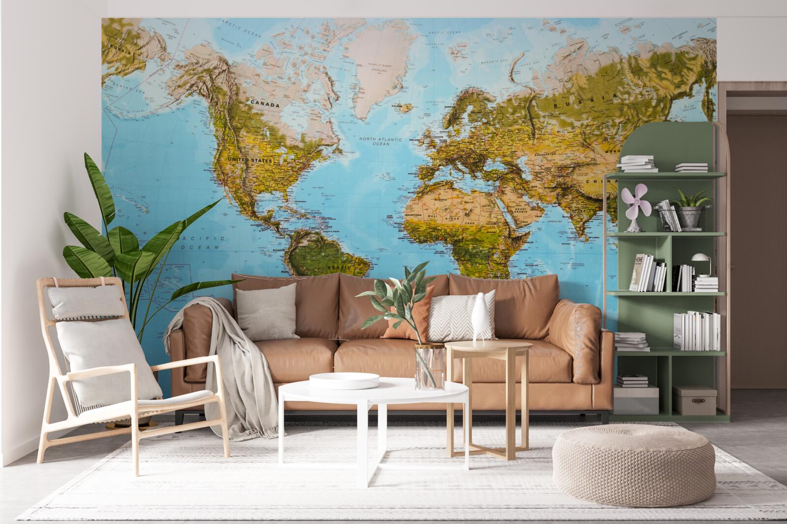 Fototapeta mapa sveta s vyvýšenými oblasťami