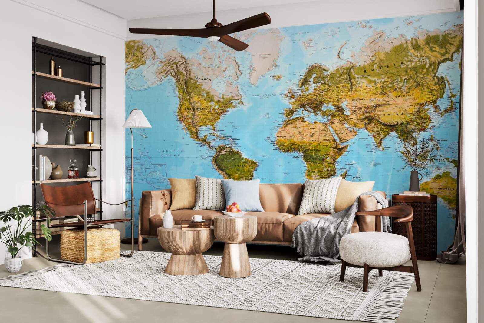 Fototapeta mapa sveta s vyvýšenými oblasťami