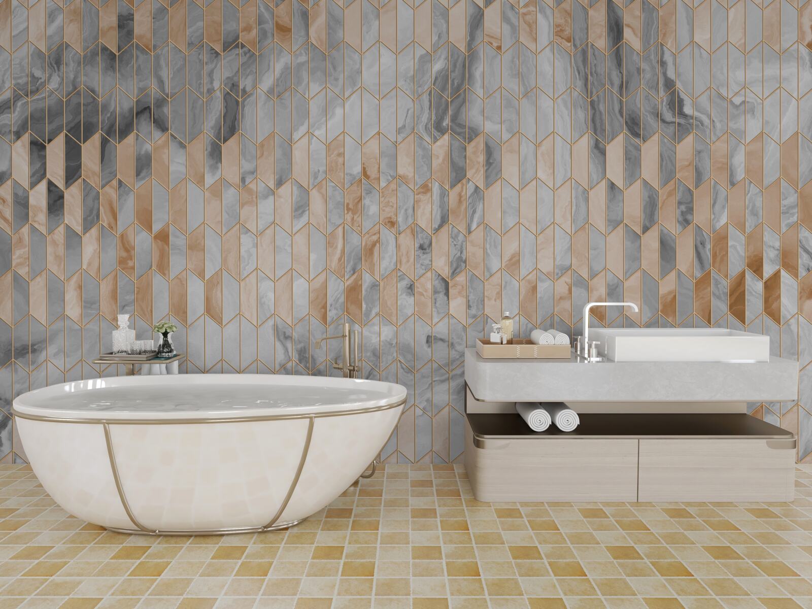 Fototapeta zlato-šedá geometrická kompozícia na mramorovom povrchu