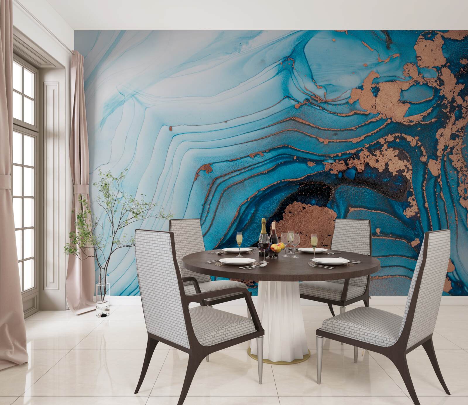 Fototapeta voda sa stretáva s mramorovým pieskom