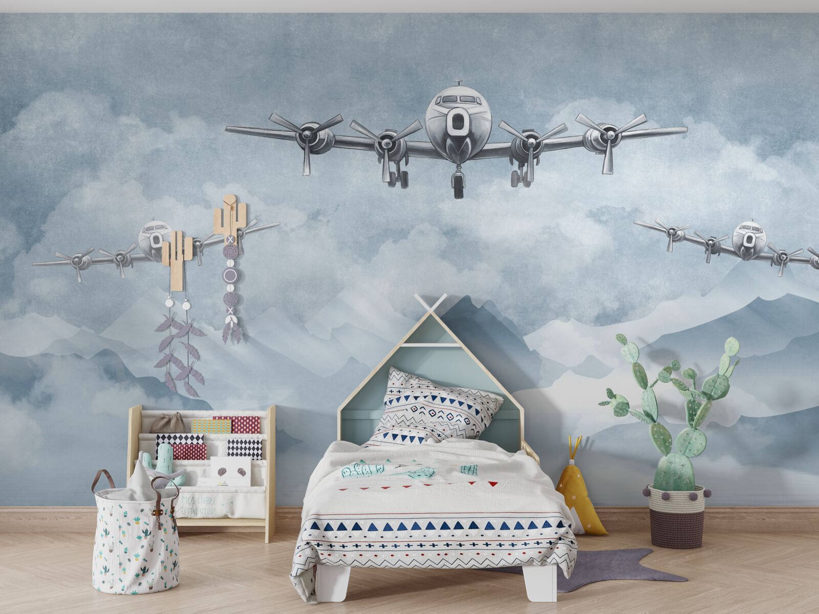 Fototapeta lietadlá lietajú nad horami