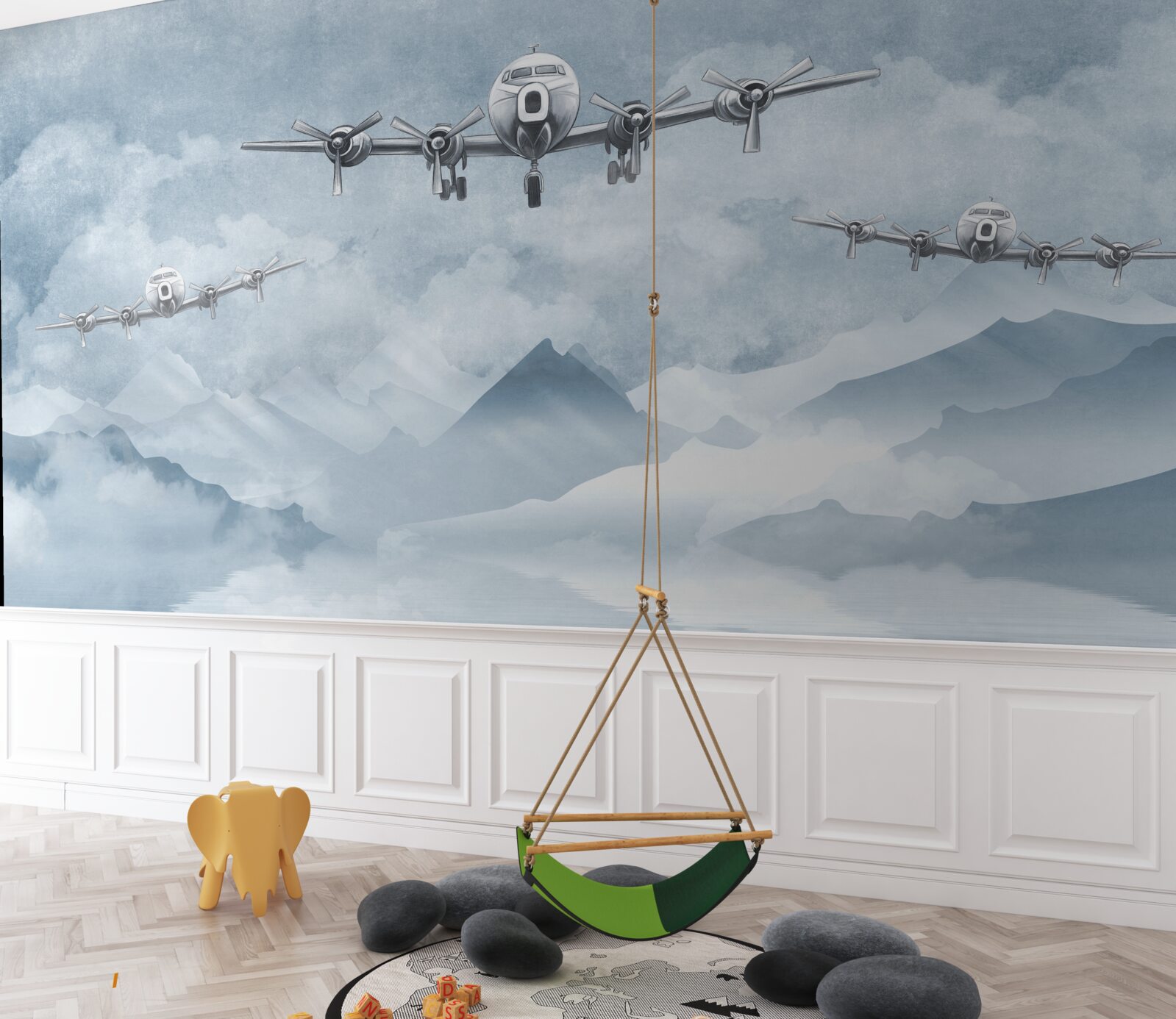 Fototapeta lietadlá lietajú nad horami