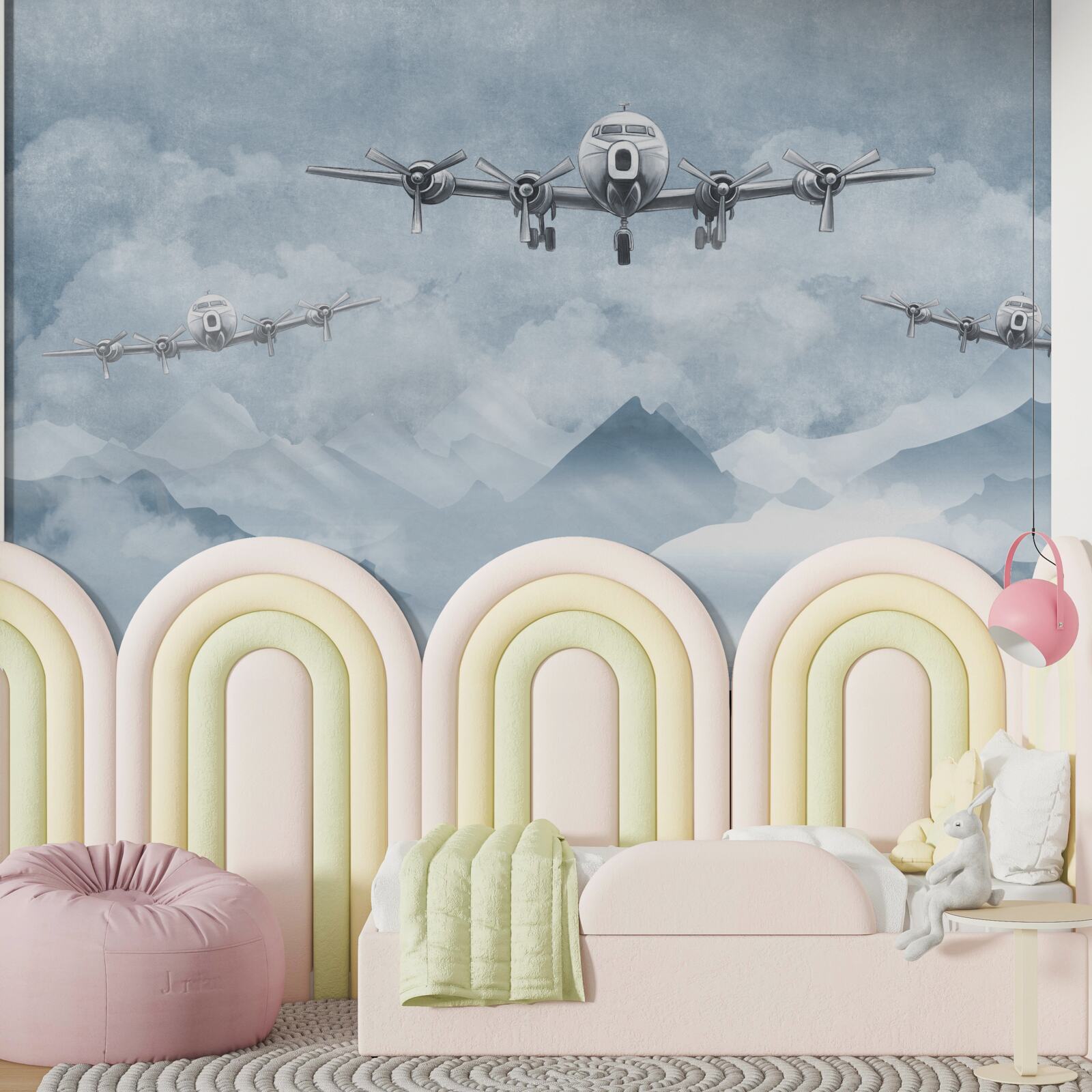 Fototapeta lietadlá lietajú nad horami