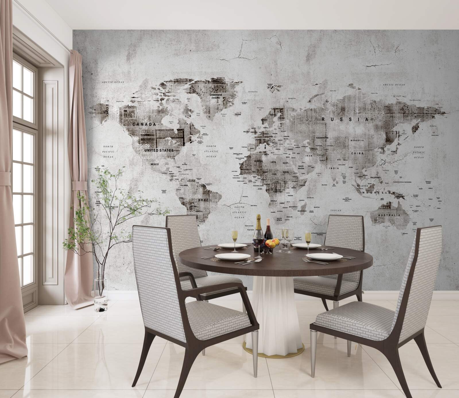 Fototapeta mapa sveta s názvami štátov