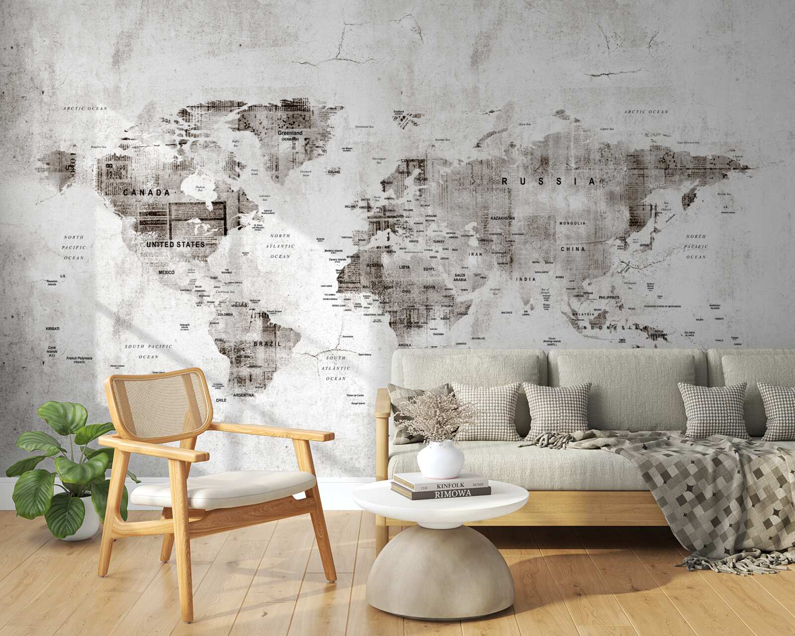 Fototapeta mapa sveta s názvami štátov