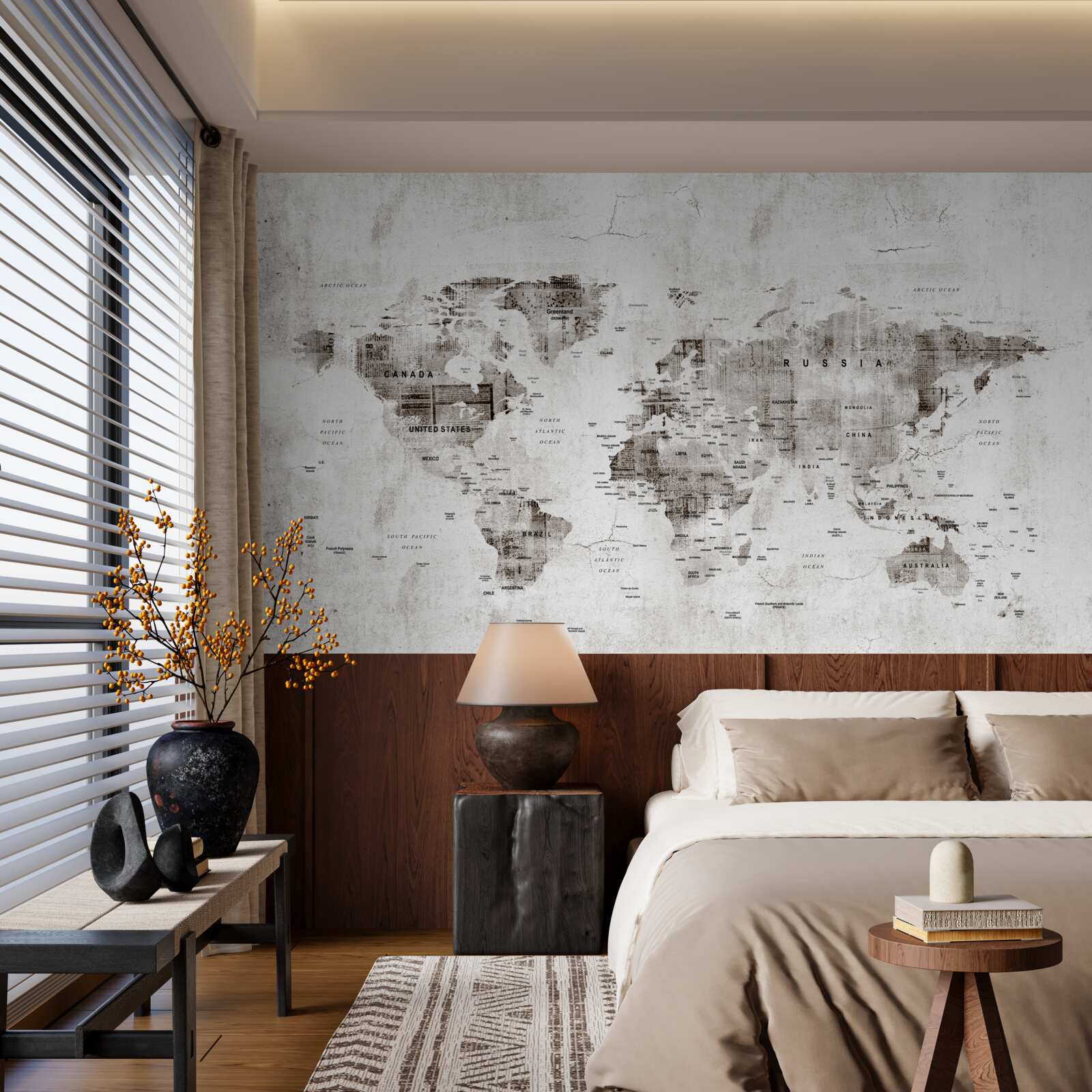 Fototapeta mapa sveta s názvami štátov