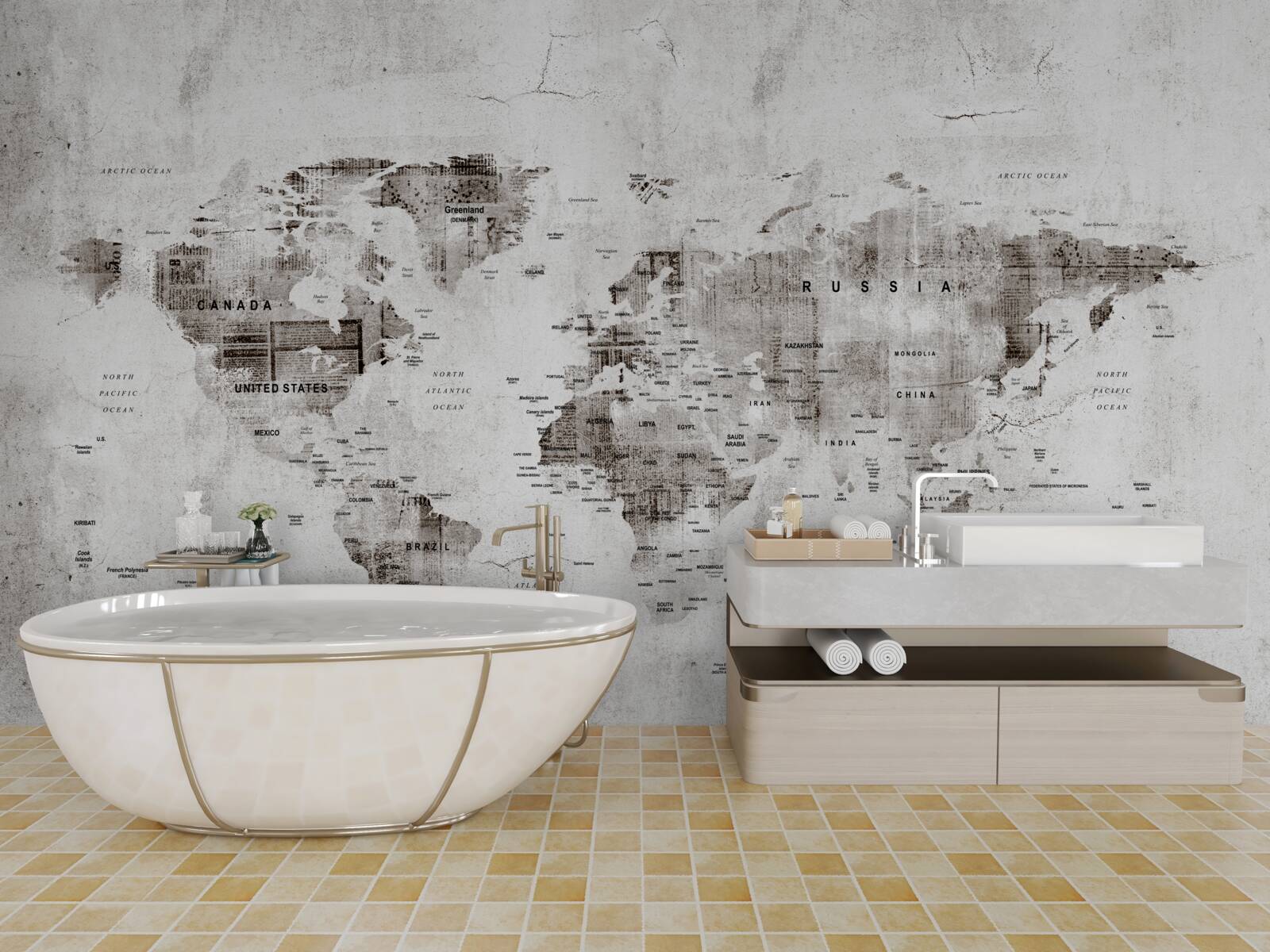 Fototapeta mapa sveta s názvami štátov