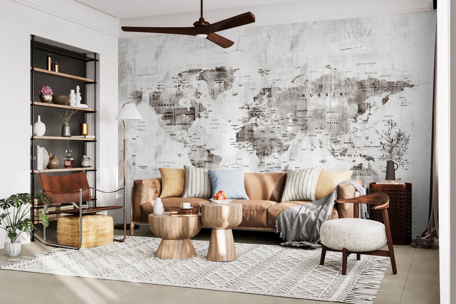 Fototapeta mapa sveta s názvami štátov