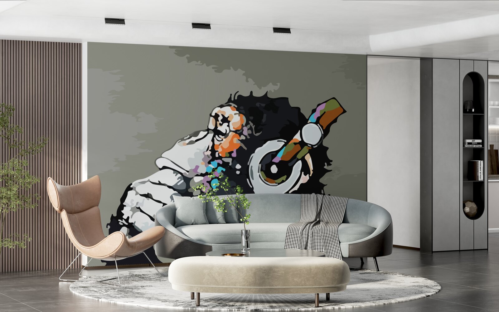 Fototapeta makak so slúchadlami