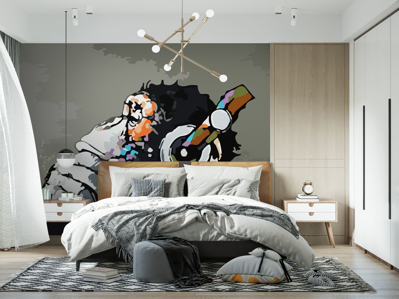 Fototapeta makak so slúchadlami